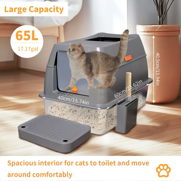 4-Style Cat Litter Box with Lid Large Kitty Litter Box