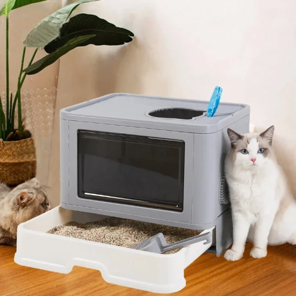 Large Cat Litter Box with Lid Splashproof
