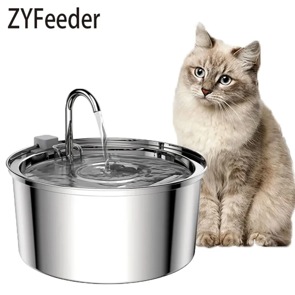 Stainless Steel Pet Water Feeder Cat Automatic Water Fountain