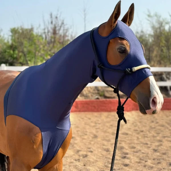 Horse Hood Slinky Lycra Zippered Mane Braid Shoulder Guard
