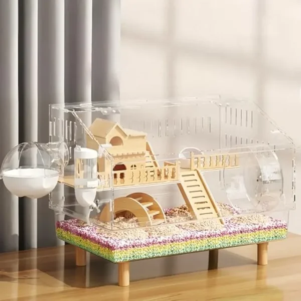 8 in 1 Acrylic Hamster Cage with All Accessories2Layer Hamster House