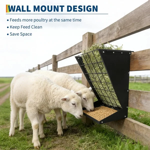 Wall Mount Hay Feeder for Goats Sheep Horses,
